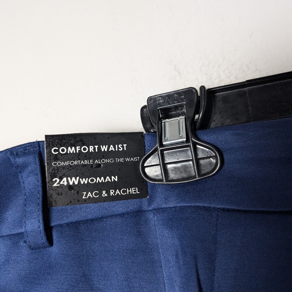 Zac & Rachel pants comfort waist blue button hem crop sz 24w - Picture 3 of 11